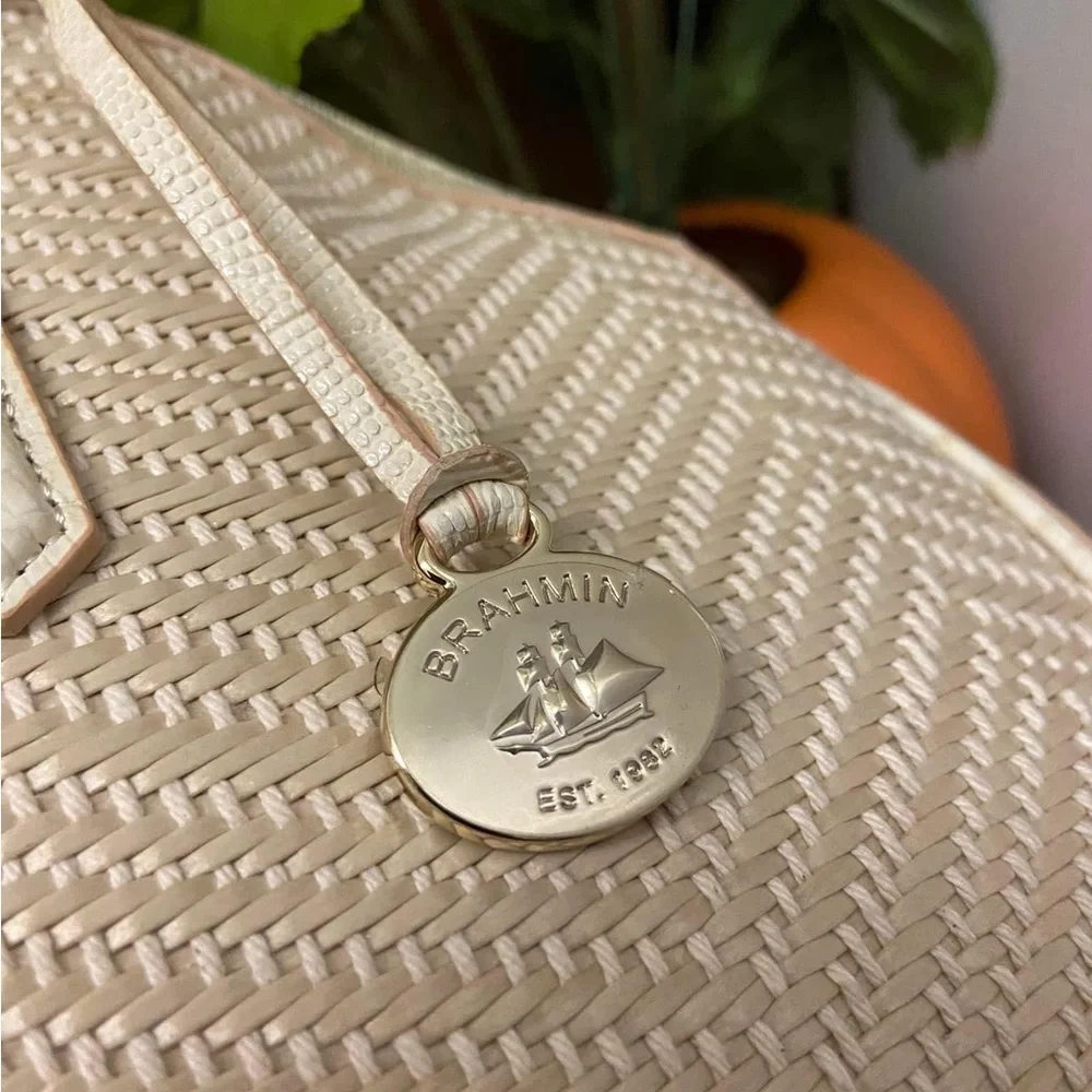 Brahmin Cream Hudson Satchel